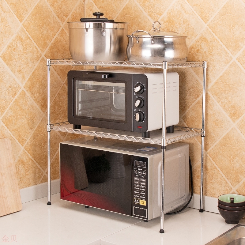 厨房双层可调微波炉置物架 厨房烤箱收纳架多功能储物架