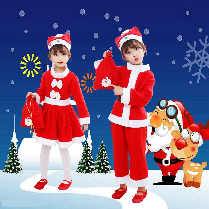 圣诞节儿童六一服装男女童演出服幼儿园服饰装扮衣服儿童圣诞老人