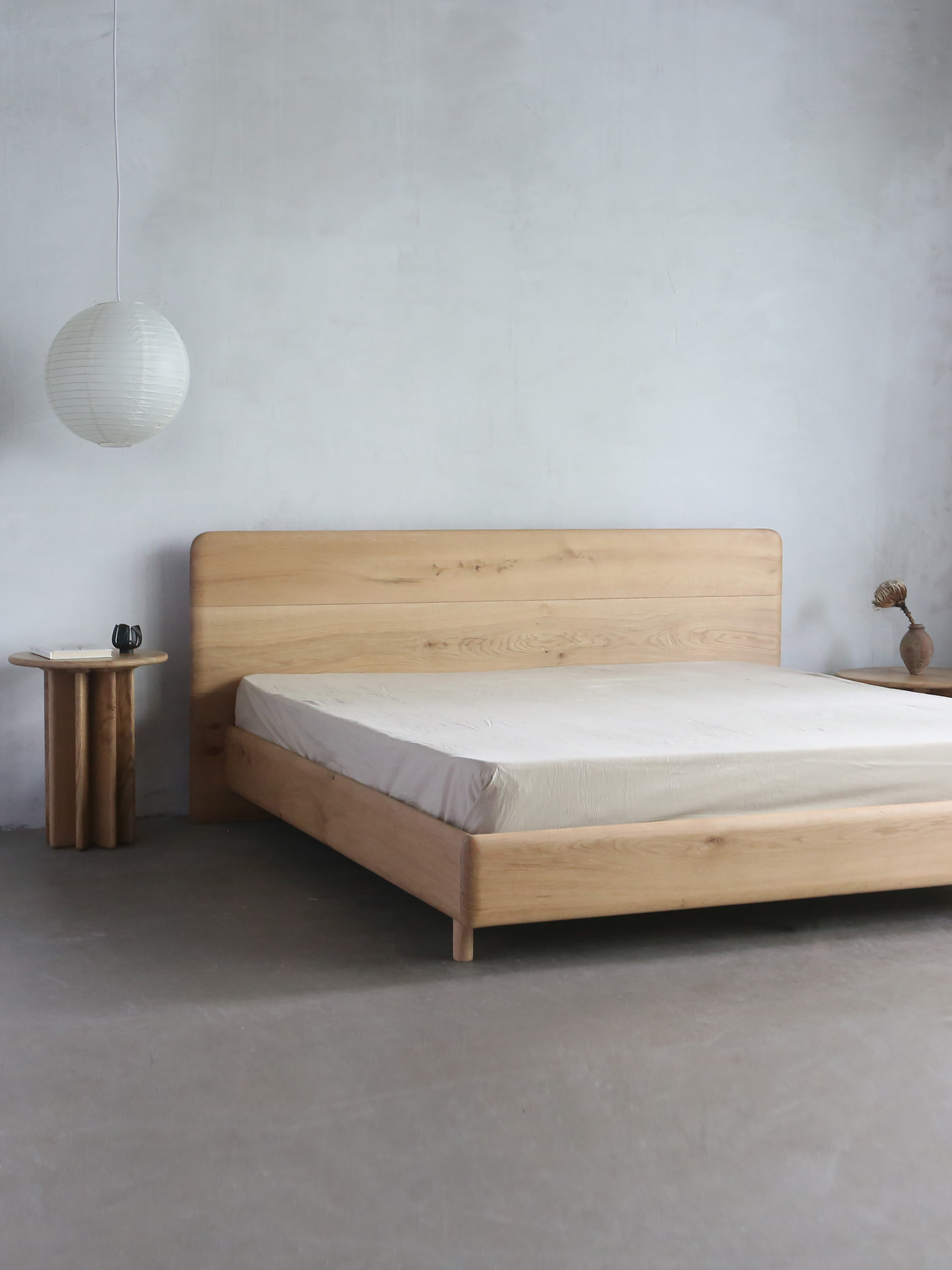 朴室现代侘寂风简约北欧日式原木实木床法国白橡木双人床主卧大床