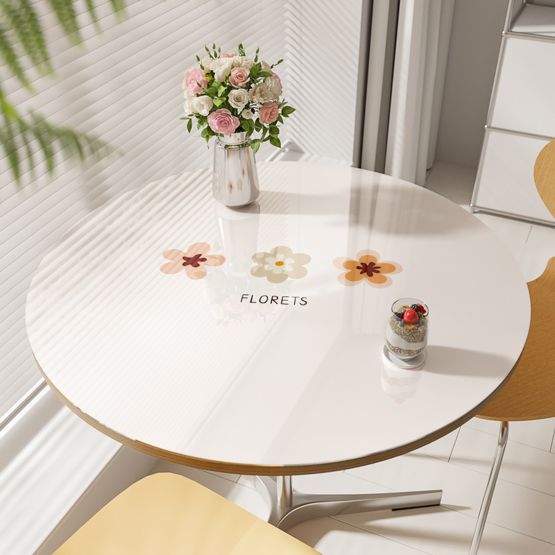 圆桌桌布圆形桌垫茶几垫防水防油免洗防烫pvc软玻璃餐桌台布印花