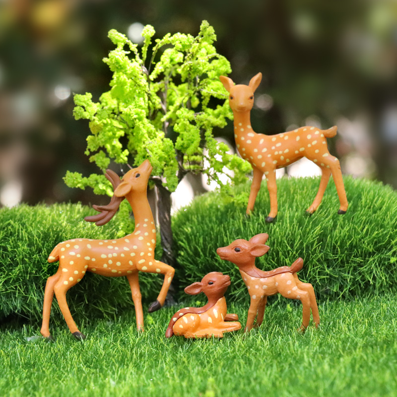 创意微景观摆件梅花鹿长颈鹿小鹿多肉盆景造景装饰品可爱仿真动物