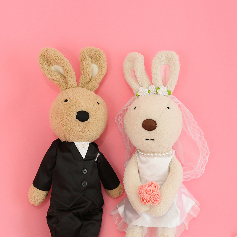 可爱穿衣砂糖兔公仔毛绒小兔子婚纱兔情侣娃娃玩偶送新人结婚礼物
