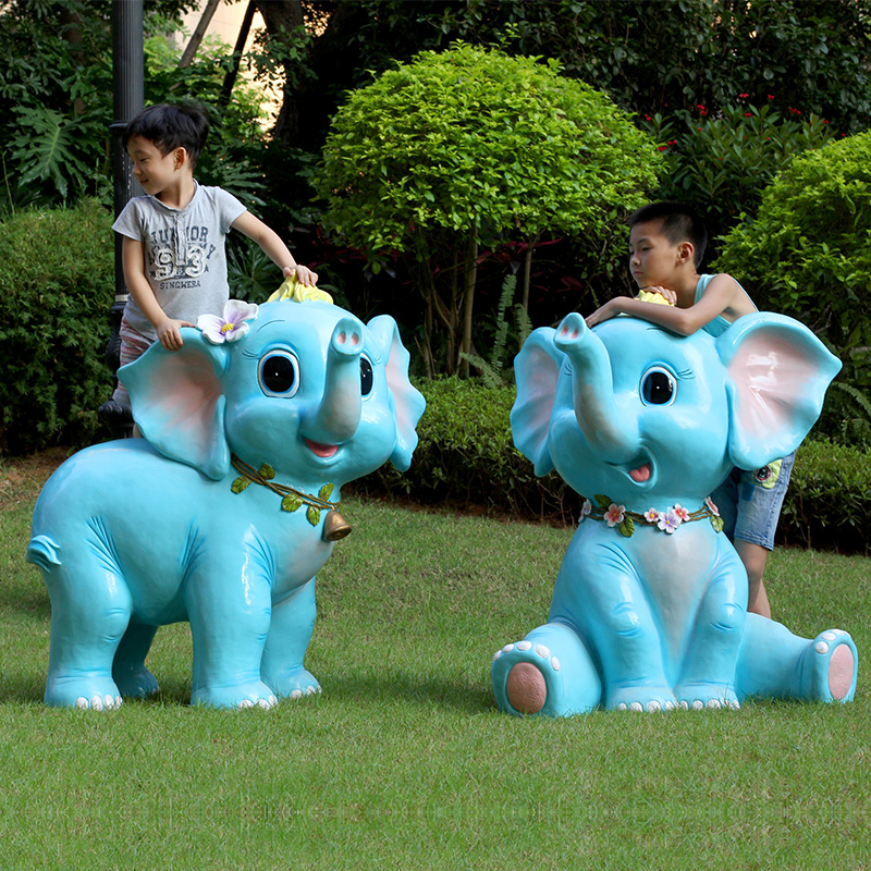 美远 玻璃钢雕塑卡通大象摆件别墅户外园林景观幼儿园草坪装饰品
