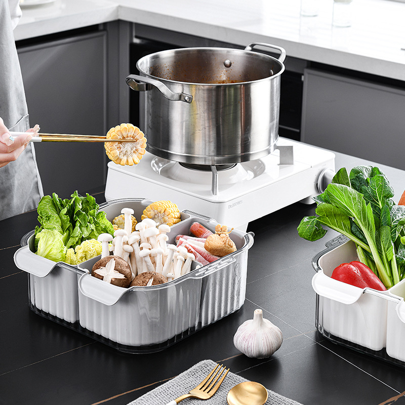 简约食品级沥水篮厨房家用洗菜盆果蔬滤水篮子洗水果PP加厚收纳盒