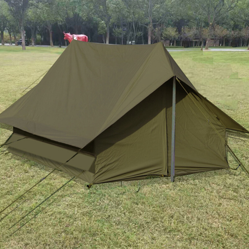 户外露营复古帐篷加厚牛津布防大雨便携野营装备小屋脊帐篷遮阳棚
