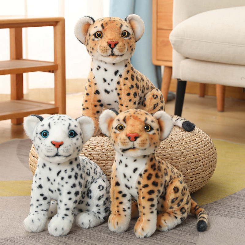 仿真雪豹公仔毛绒玩具美洲豹可爱小奶豹子跨境电商云豹金钱豹儿童