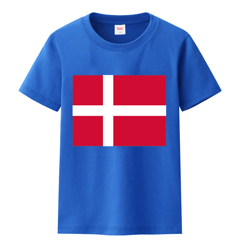 丹麦国旗 短袖t恤男女儿童装班服中小学生表演活动文化衫上衣服