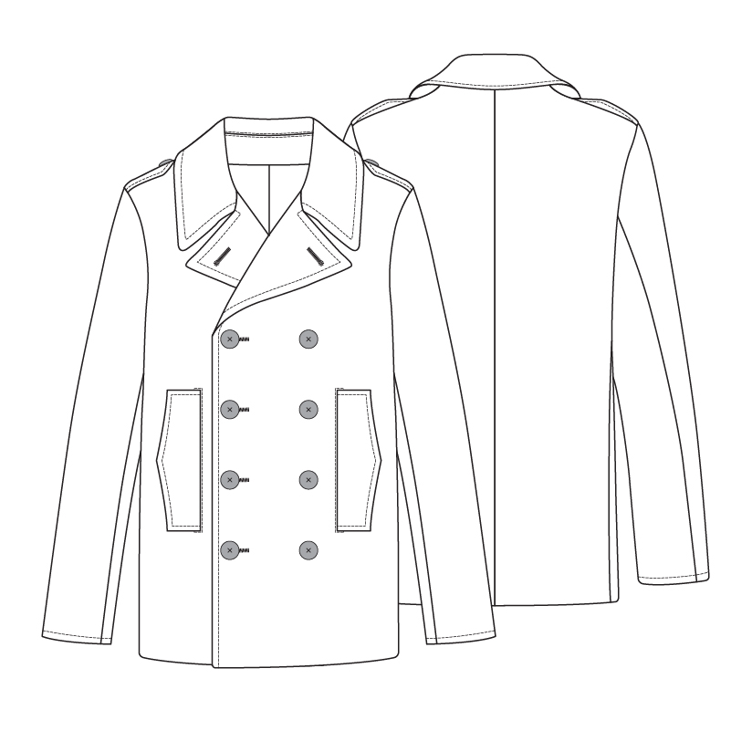 专业服装设计开发休闲商务男装大衣定制款式设计AI矢量图高代画图
