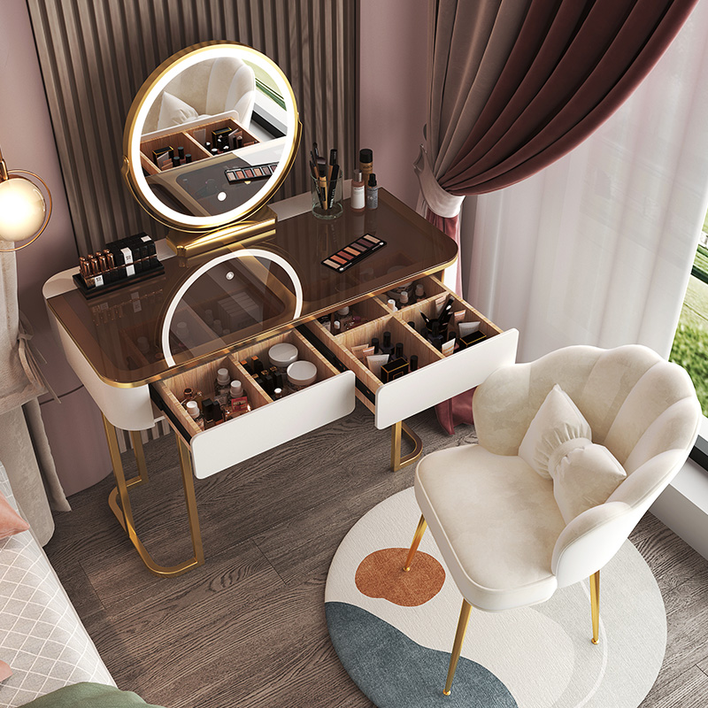 轻奢高级梳妆台卧室现代简约2021年新款网红ins风小户型化妆桌柜