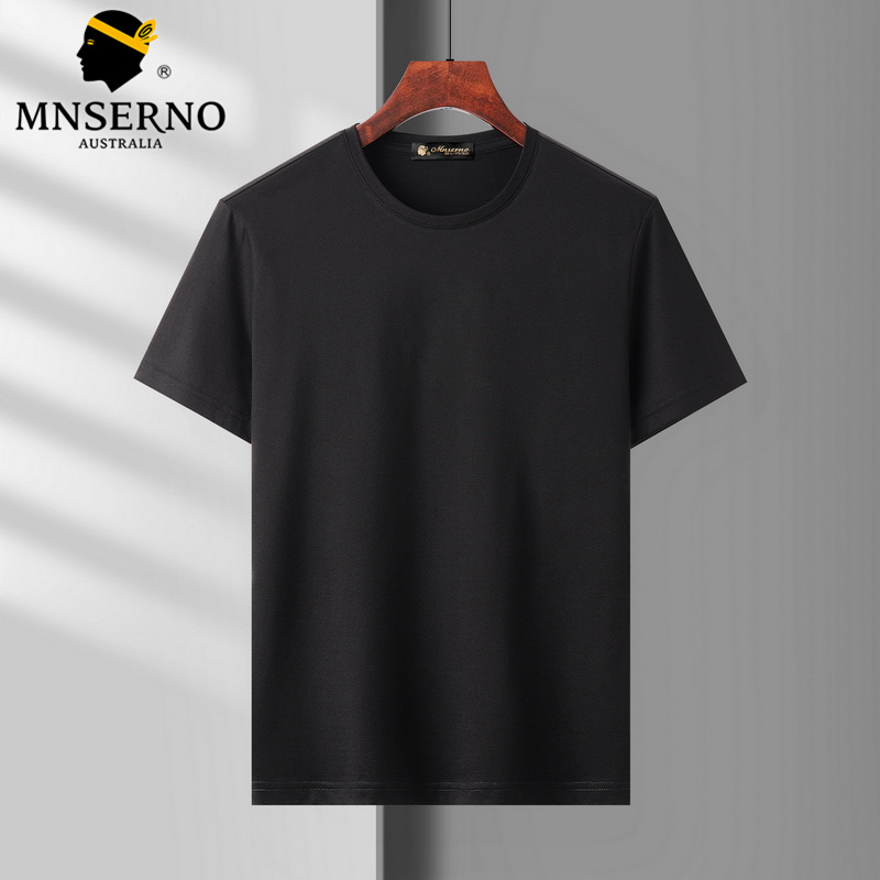 Mnserno/曼西·尔奴男士夏季宽松休闲舒适透气冰丝棉质圆领T恤