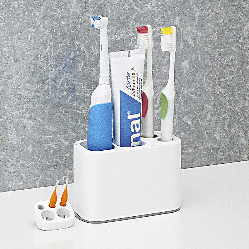 电动牙刷架摆台式家用厕所多功能放牙膏置物架桌面简易简约免打孔