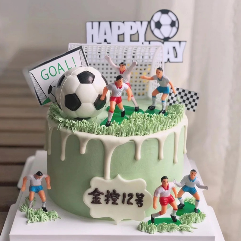 足球蛋糕装饰摆件插牌男孩足球队足球小子生日烘焙派对装扮插件