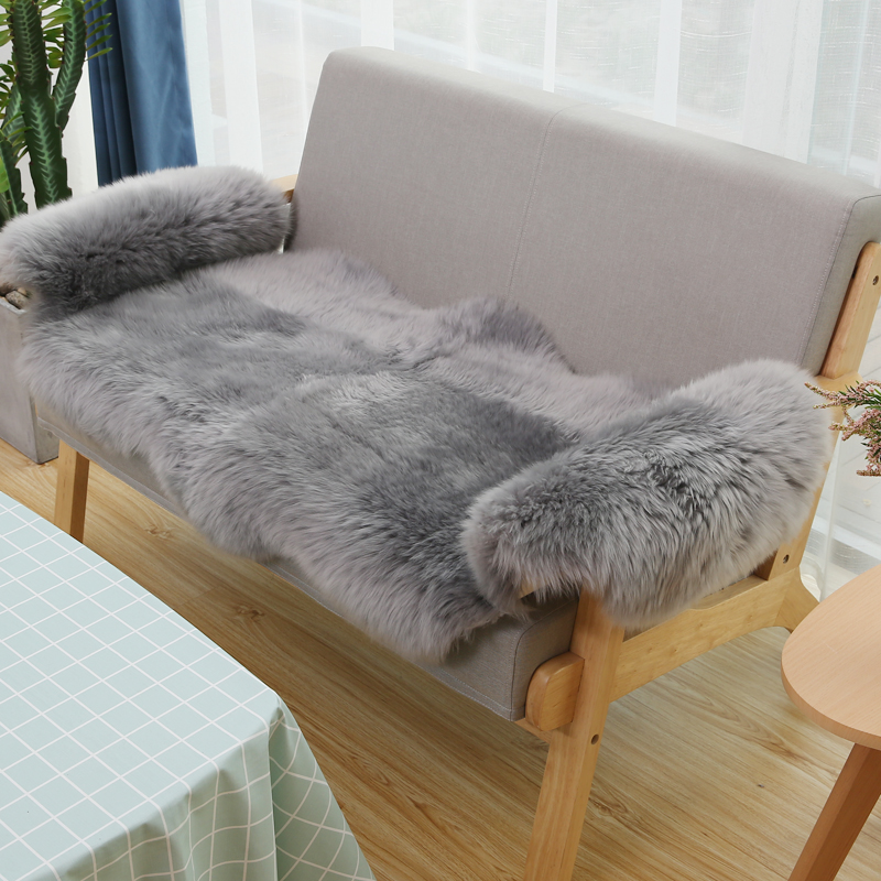 裘朴 沙发垫冬季羊毛沙发坐垫皮毛一体加厚保暖轻奢欧式皮沙发垫