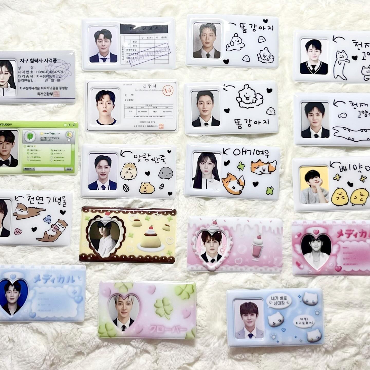 duckyworld韩国偶像ID证件卡套可爱迷你情侣1寸证件照片套韩周ins