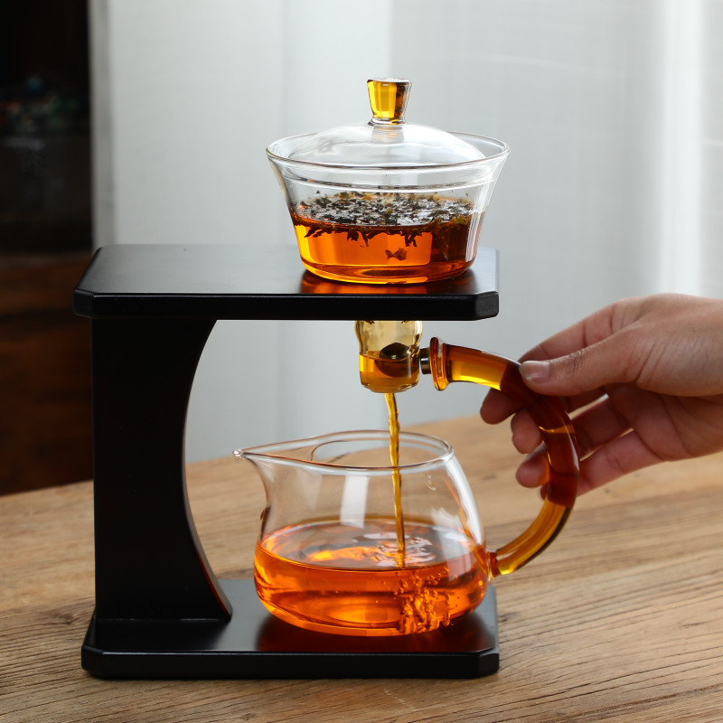 耐热磁吸半自动泡茶壶泡茶器宫灯茶具套装创意懒人自动泡茶神器