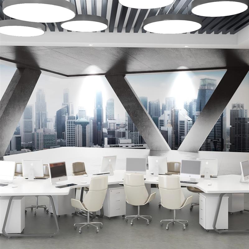 3D立体延伸空间城市水泥墙纸公司办公室休闲吧创意潮流工业风壁纸