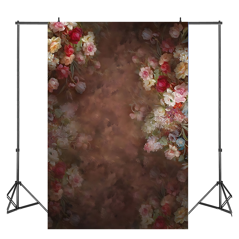 新款复古法式鲜花油画摄影背景布影楼家用室内装饰自拍数码写真布