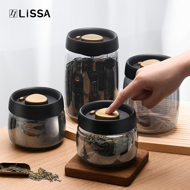 避光茶叶罐抽真空储茶罐食品级玻璃收纳茶叶盒空盒防潮密封储存罐