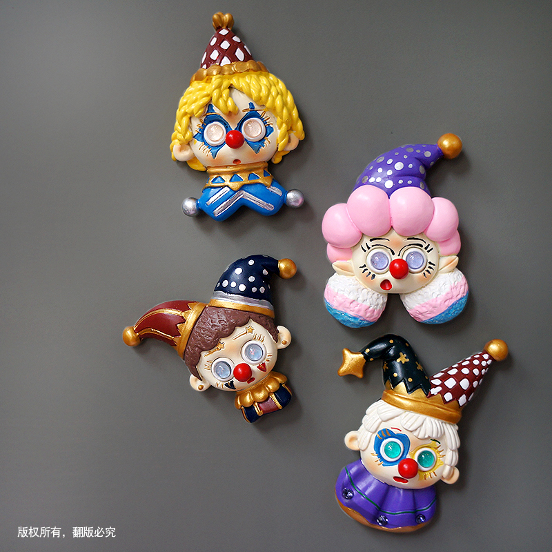 桃乐西版权创意马戏团小丑3d立体可爱动漫树脂冰箱贴磁贴装饰贴