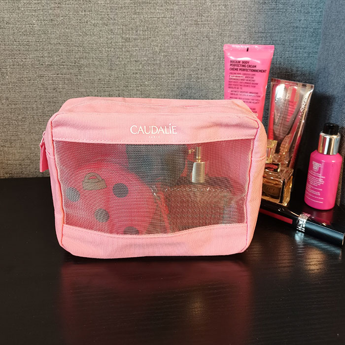 出口欧美 粉色网纱镂空大容量收纳包洗漱包化妆包