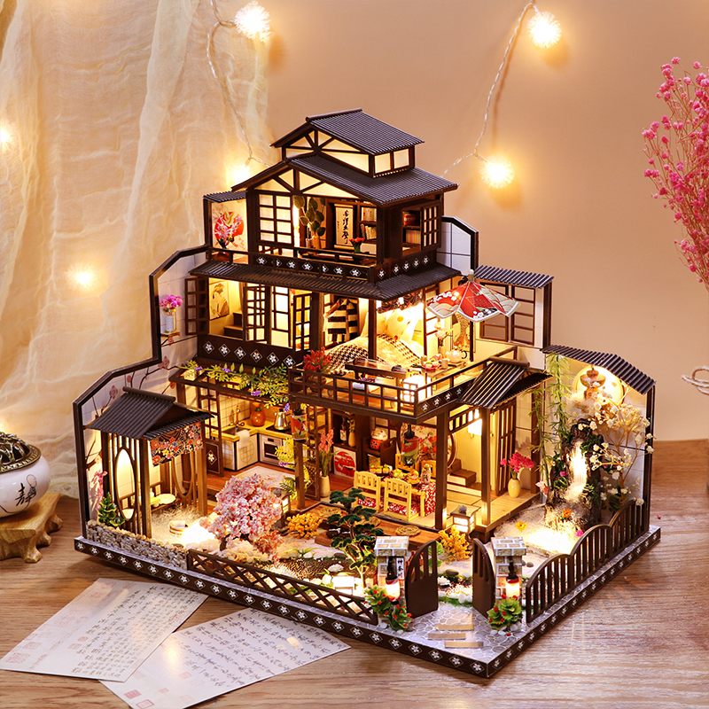 模型屋diy小屋日式和风别墅大型古建筑拼装模型小房子创意玩具女