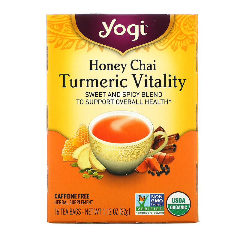 现货Yogi Tea姜黄活力蜂蜜印度茶味口感芳香暖胃暖身无咖啡因16包