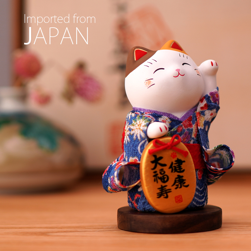 日本药师窑招财猫摆件开业家用礼物结婚陶瓷创意进口家居装饰