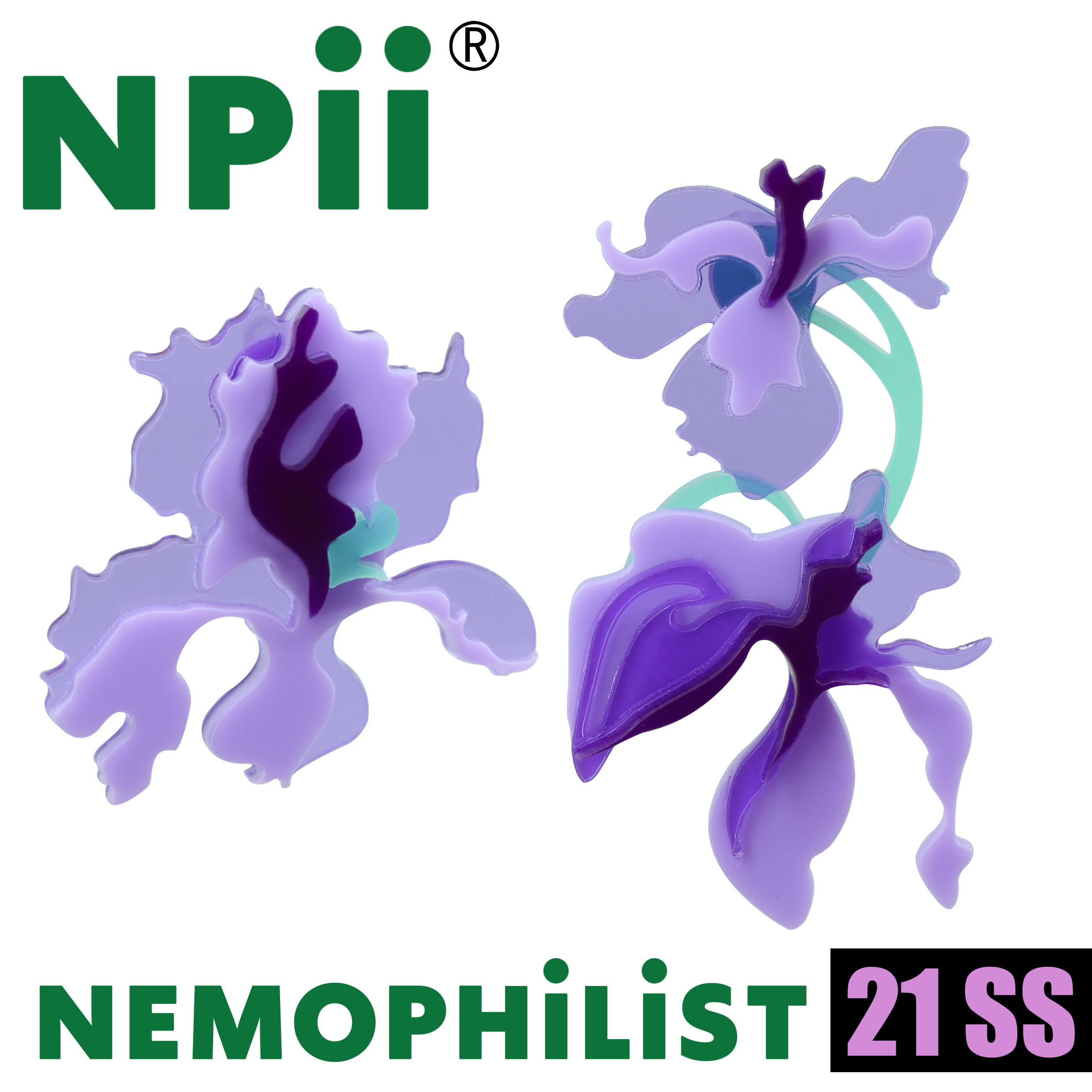 NPii鸢尾耳环马兰花设计师花灵感原创紫色春夏出游不对称凹造型