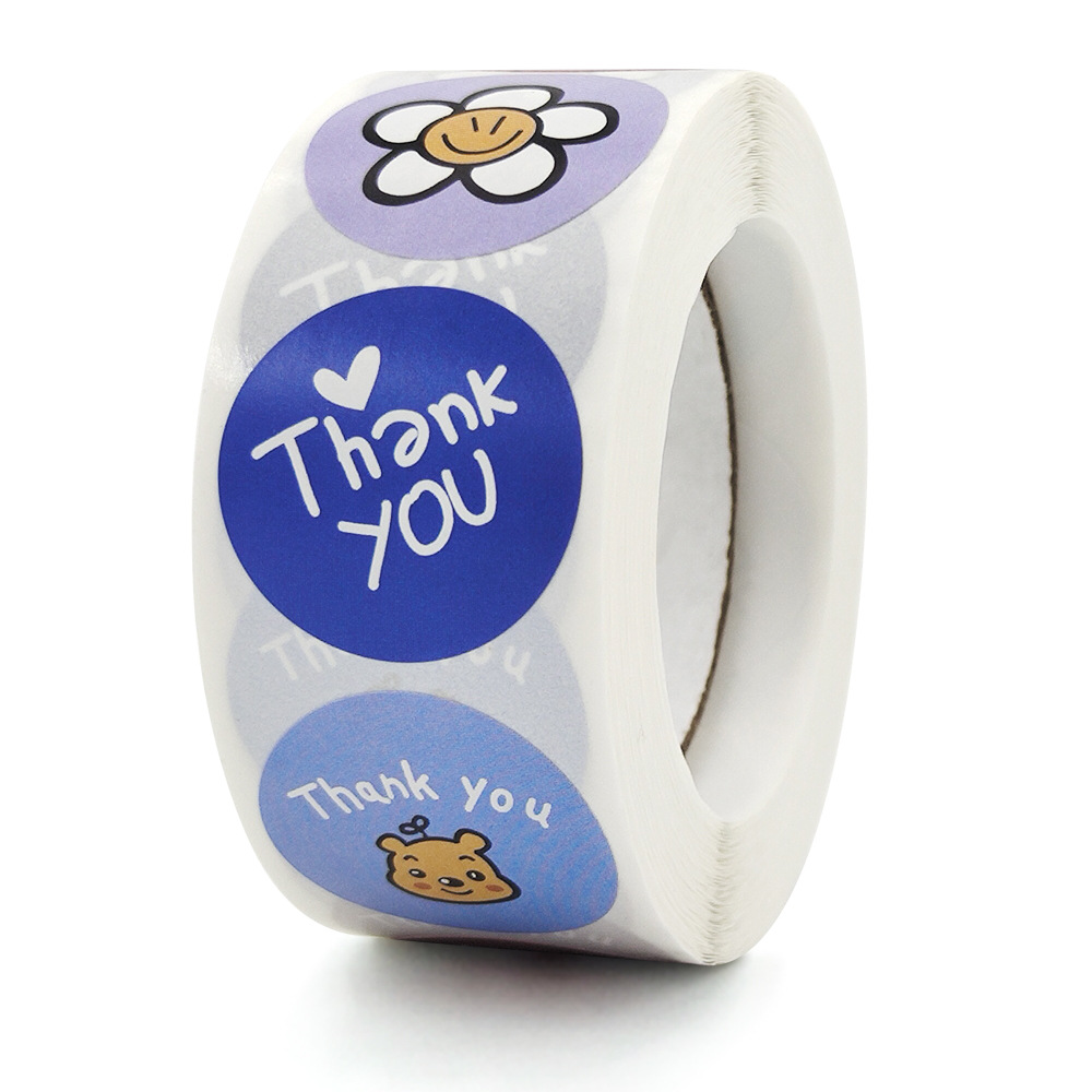 500张/卷卡通玩具标签英文礼物谢谢封口贴可爱动物儿童奖励贴纸