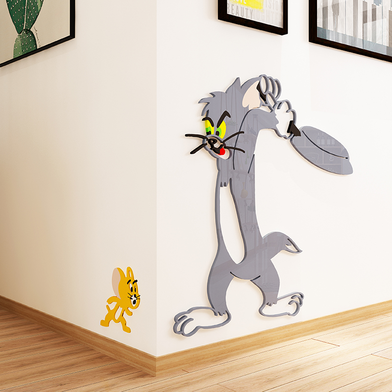 猫和老鼠贴纸亚克力3d立体墙贴画创意儿童房背景墙面装饰房间床头