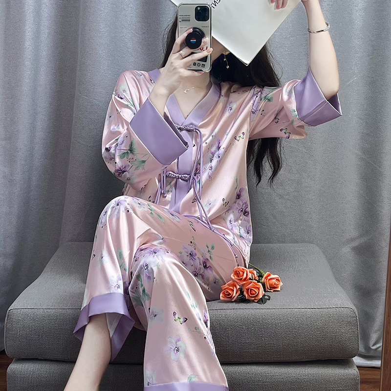 春天是柔和的「Daily Gtra」新中式国风盘扣睡衣女国韵家居服套装