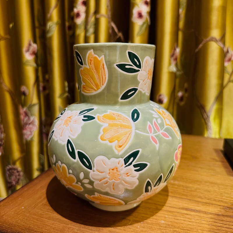 墨染 锦年 外贸出口陶瓷手绘陶瓷餐桌插花花器摆件花瓶个性花瓶