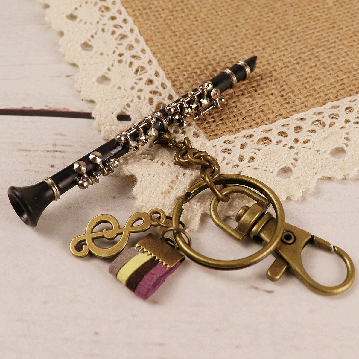 创意长笛单簧管挂件萨克斯长号大号钥匙扣情侣男女装饰圣诞节礼物