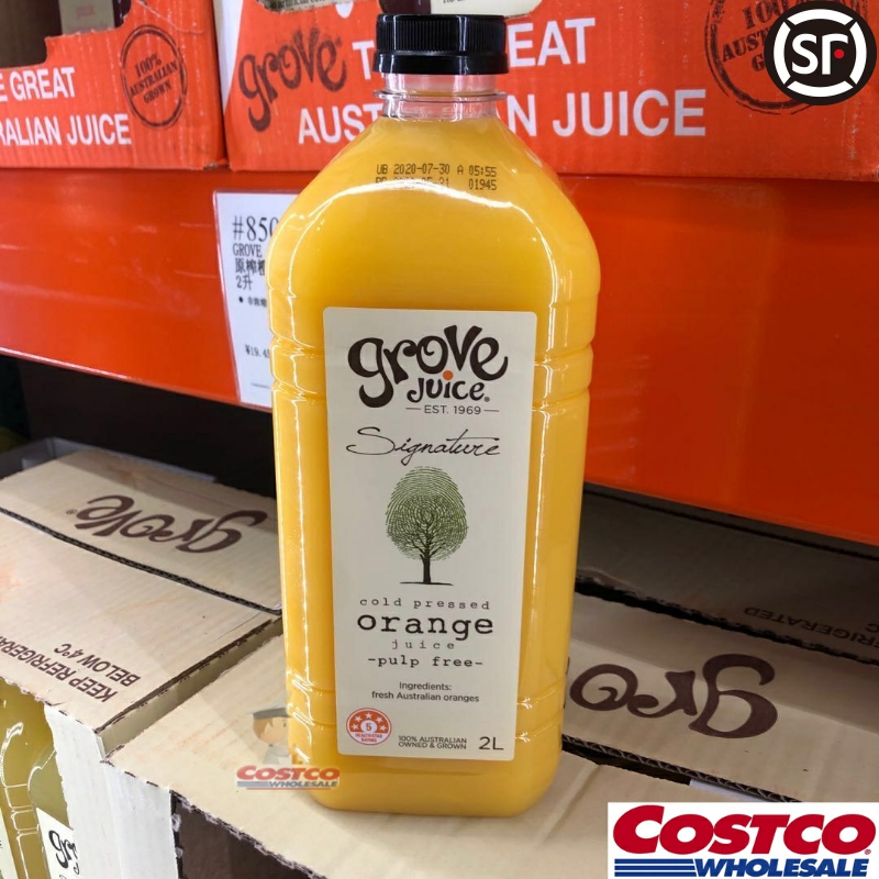 上海Costco代购澳洲Grove鲜榨纯橙汁粉色柠檬汁石榴汁饮料2升大瓶