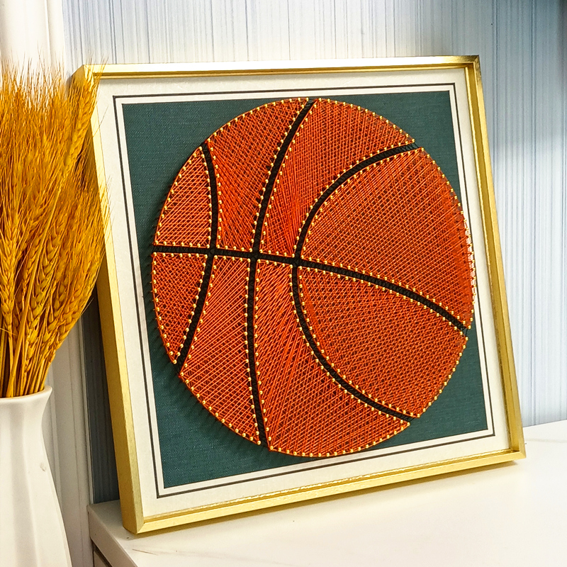 篮球编织画 钉子绕线画 diy材料手工作业 团建活动 客餐厅装饰画