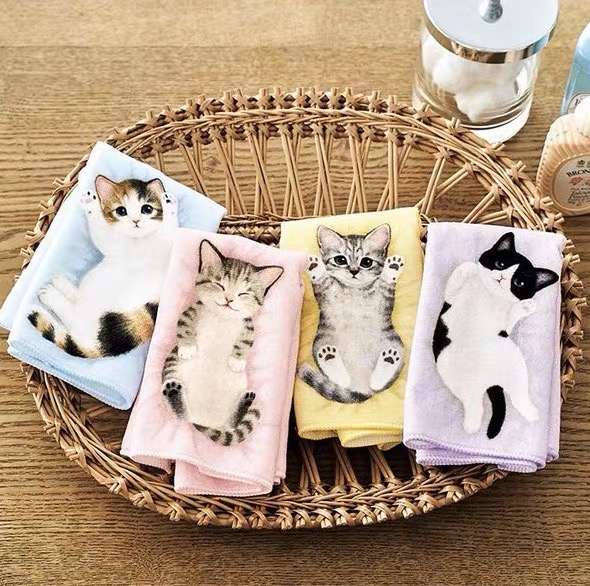 ◆模宅◆日单 FELISSIMO 猫部 可爱 卡通周边 全棉喷墨 方巾/毛巾