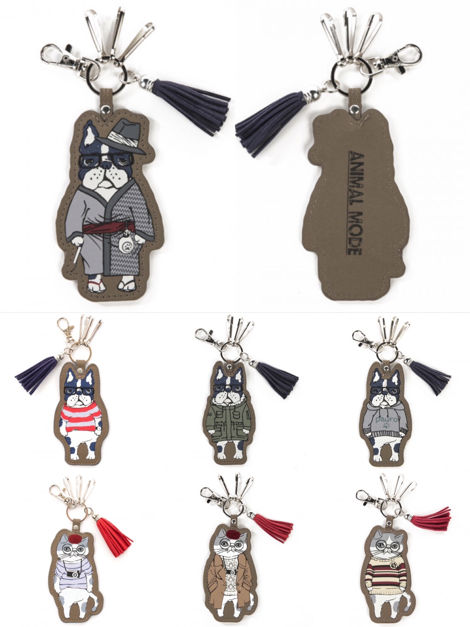 日本 kusuguru品牌 露西小姐和保罗先生系列 钥匙挂件 刺绣工艺