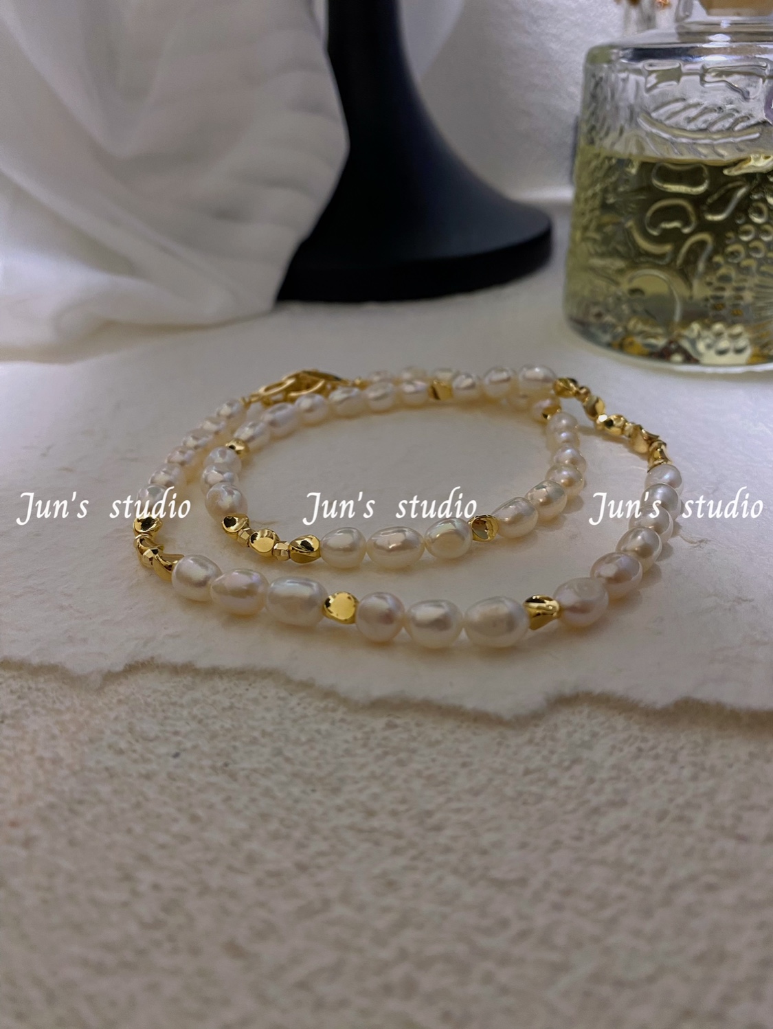 Jun's原创设计饱满小两面光法式慵懒风淡水珍珠项链女款简约时尚