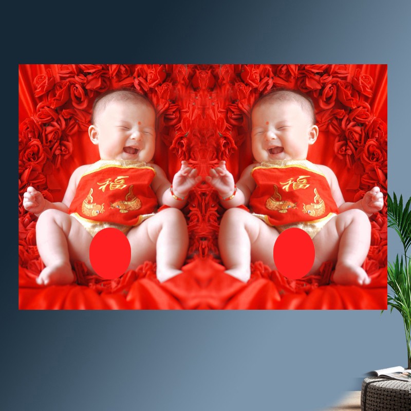 婚房婴儿海报墙贴备孕大眼宝宝画BB娃娃图片胎都早教小男孩儿子照