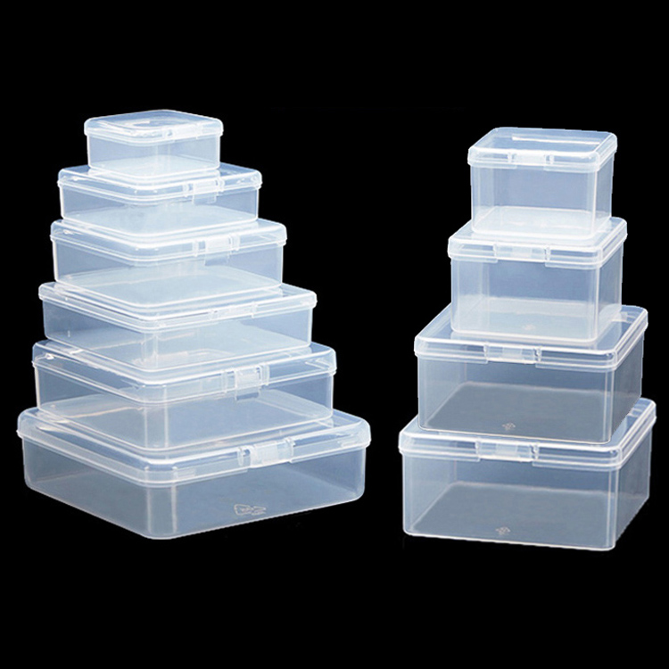 PP塑料盒子长方形半透明产品包装盒小物料盒白色收纳零件盒有带盖