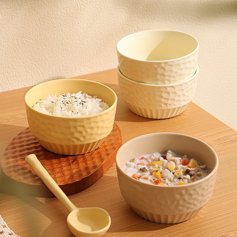 新款米饭碗小碗家用精致奶油风餐具一人食汤碗哑光碗燕麦碗早餐碗