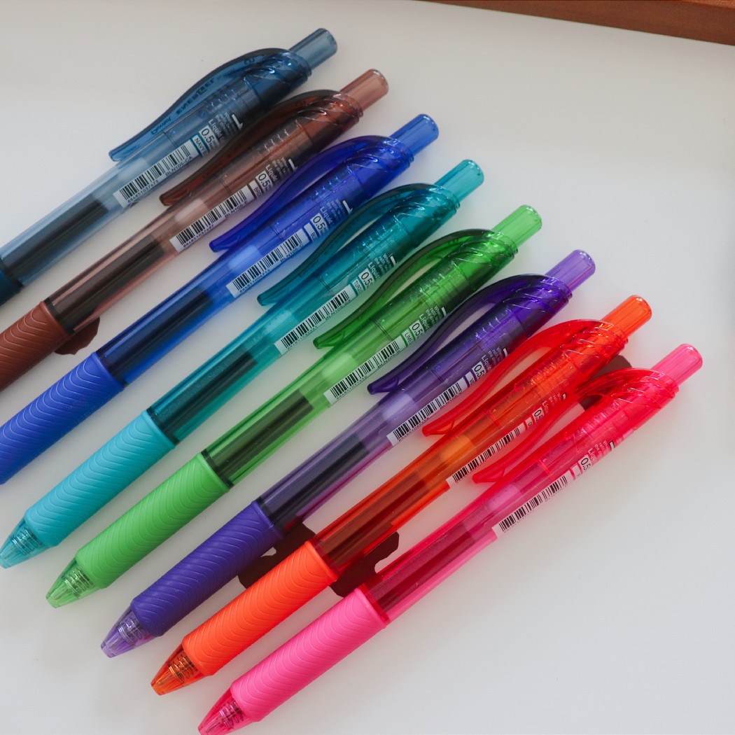 日本派通Pentel BLN105彩色透明笔杆按动速干中性笔!现货!