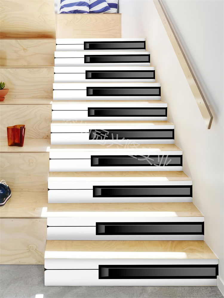 楼梯装饰 钢琴艺术画 培训家居民宿美化楼梯贴纸 可移除 可定制