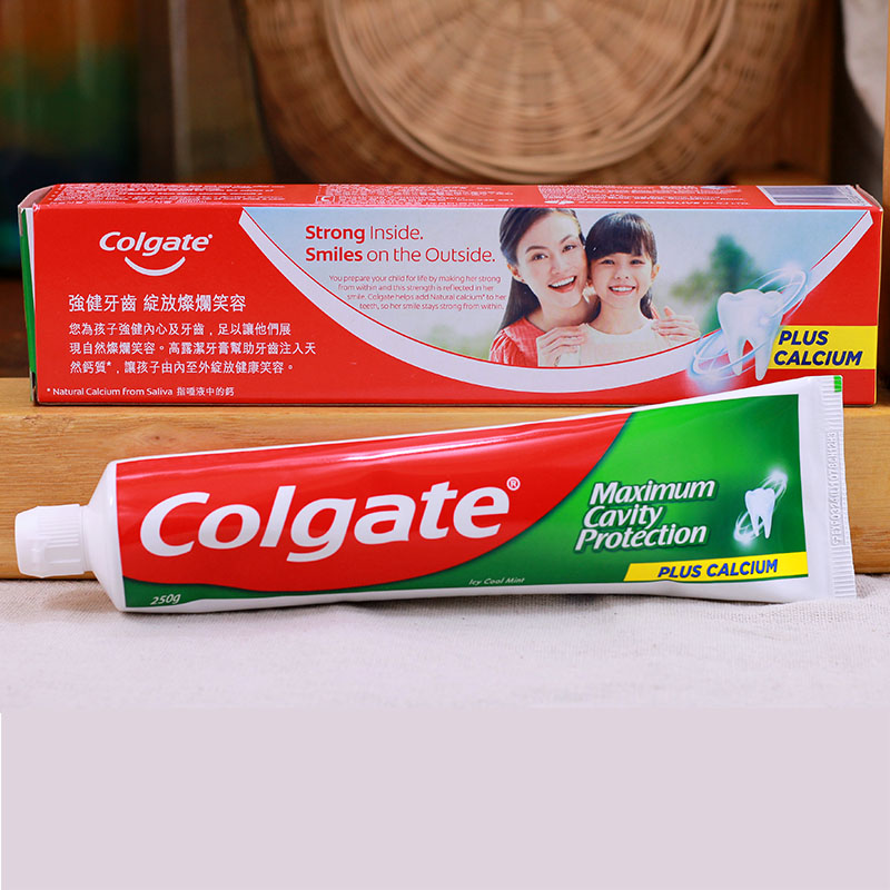 Colgate高露洁牙膏冰爽薄荷型牙膏250g清新防蛀高钙家装香港进口