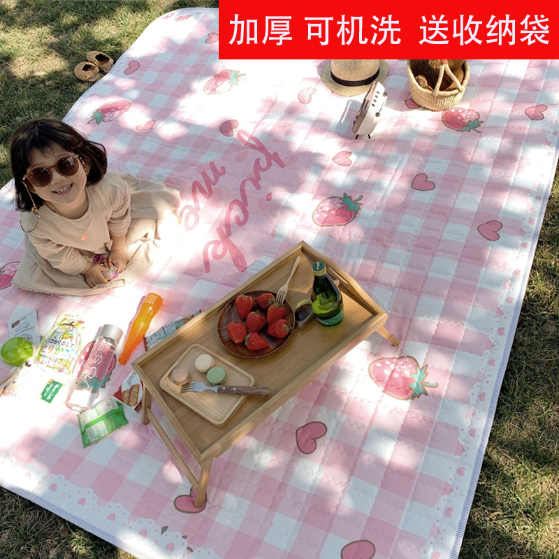 草莓同款野餐垫户外便携INS防水加厚防潮春游草坪野炊沙滩爬行垫