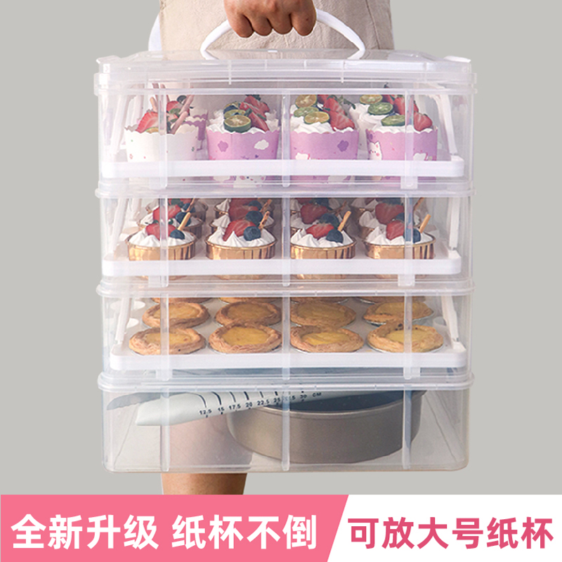 甜品台运输盒纸杯蛋糕包装盒多层马芬杯打包盒烘焙手提移动收纳箱