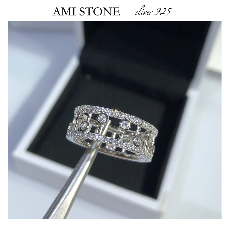 AMI STONE网红925纯银镂空露珠戒指水滴音符女式轻奢珠宝高级质感