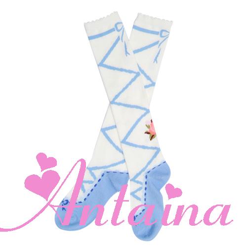 洛丽塔lolita日系少女长筒袜印花儿童长筒袜蕾丝飘带长筒袜