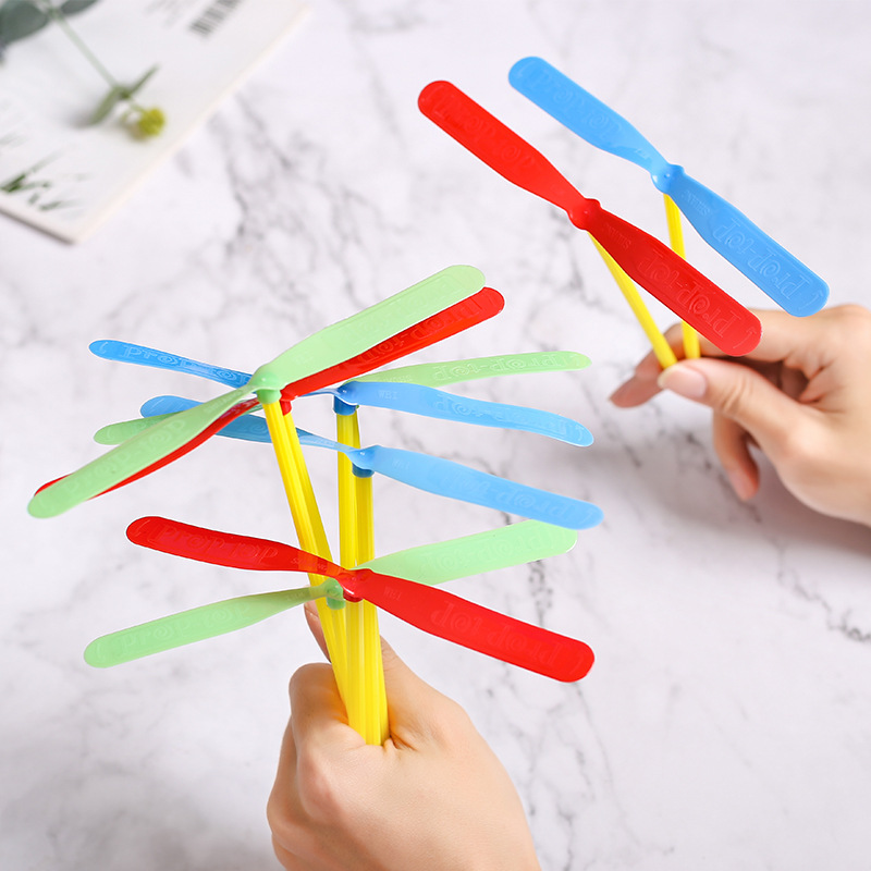 塑料竹蜻蜓不发光竹蜻蜓手搓飞天仙子怀旧经典益智玩具