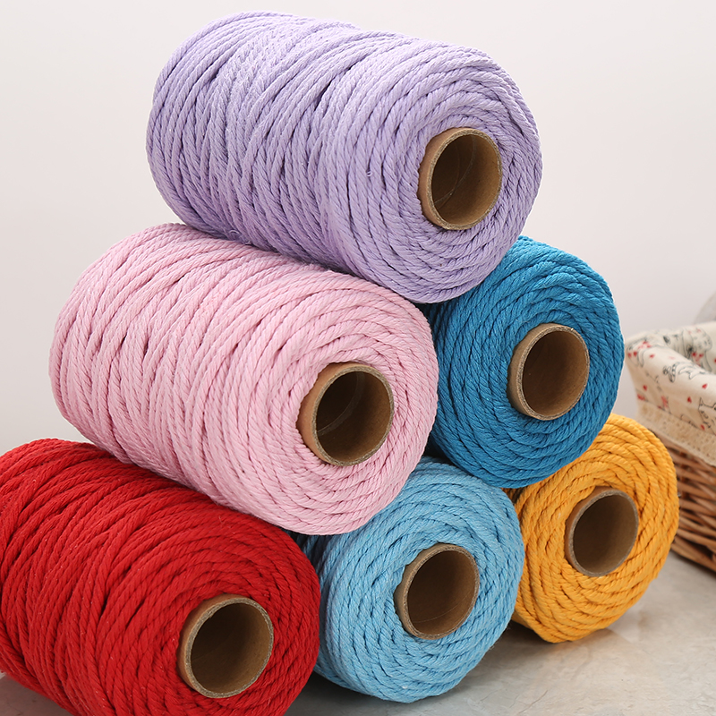 4毫米彩色棉线diy手工编织绳编织线挂毯壁毯材料包绳子棉绳编绳